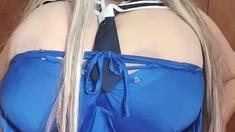 Sexy sailor showing tits giving titjob