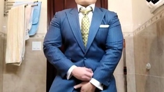 Str8 Daddy Jerking Off In Suit