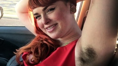 Redhead milf fucks hairy pussy