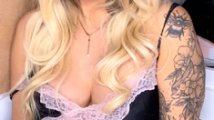 An amateur hitchhiking blonde is toying with drivers cock