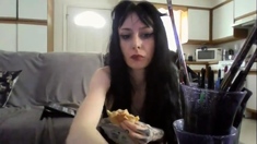 Cute amateur brunette naughty in solo jerking show on camera