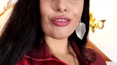 Amateur busty brunette masturbates and does hand job