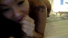 Asian amateur slut handles anal toys