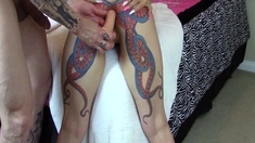 Pink labia close up of naive brunette