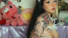 Tight ass kinky blode with big boobs masturbates outdoor