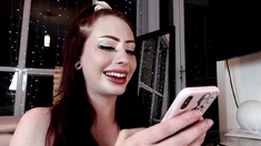Amateur Busty Brunette Masturbates And Does Hand Job