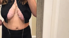 Hot brunette big boobs toying pink pussy