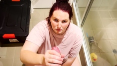 Cumshot wanting amateur MILF wanks cock in POV video