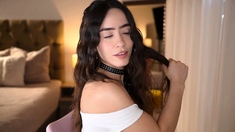 Cute curly brunette solo webcam masturbation