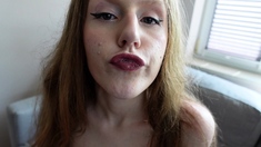 Brunette amateur babe strips off and masturbates