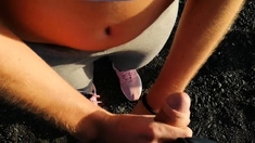 Risky Public Handjob and Nude Blonde Teen