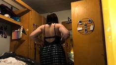 Thicc chubby teen trying on clothes