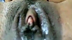 Black girl's juicy pussy on webcam