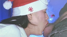Christmas Blowjob. Deep Throat for Celebration