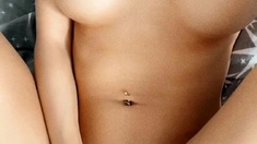 Beautiful blond babe with big boobs masturbating
