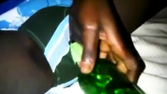 My African Girlfriend - beer bottle in pussy