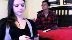 Teen show on webcam in front of her boyfriend