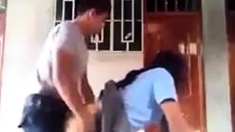 Police officer fucking school girl outdoor