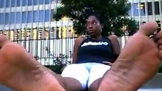 West Indies Negress Shows Her Big Black Feet And Soles