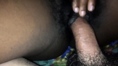 Ebony with hairy pussy and long pussy lips