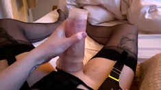 Shemale tranny enjoying solo masturbation